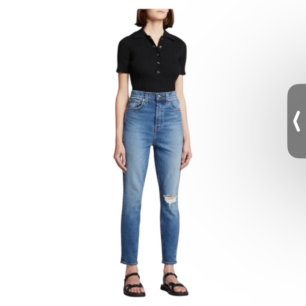 GRLFRND The Piper Super High Rise Stretch Slim Jeans w/ Destroy